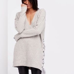 Free People Heart It Oversized Lace Tie Tunic Dress Size XS